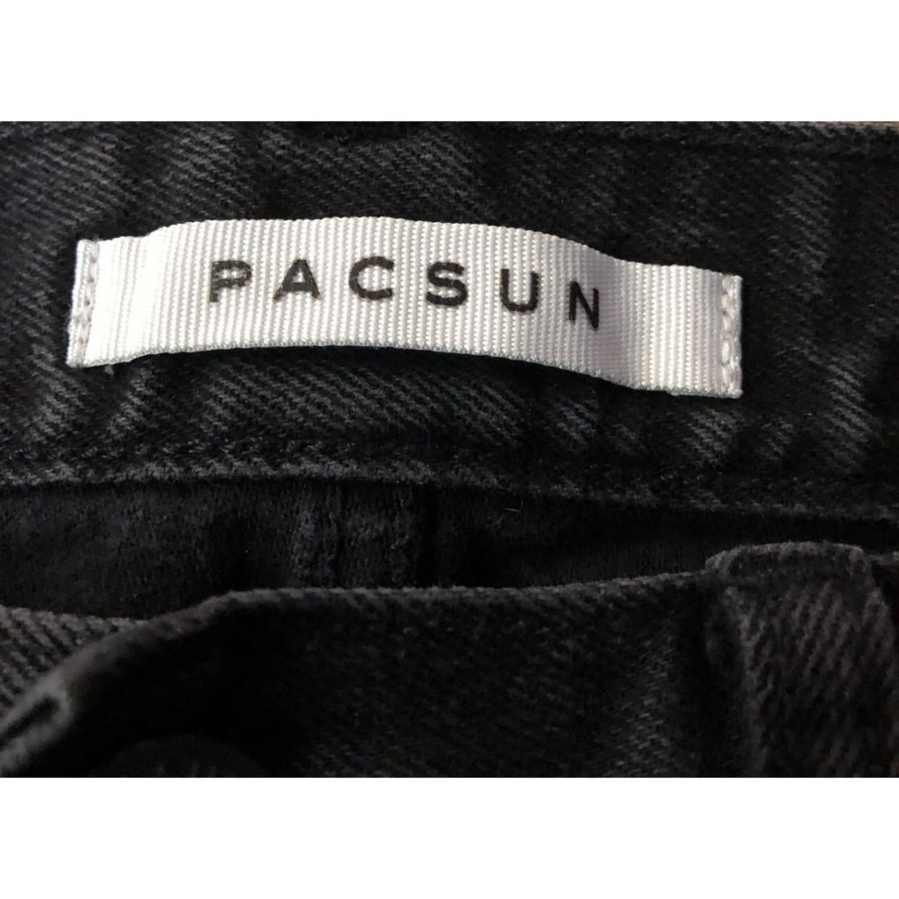 Pacsun Black Jeans Mens 32x32 Used Stacked Skinny Distressed Knees - Picture 8 of 16
